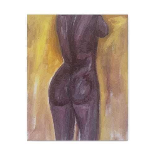 Abstract painting of a nude figure with a yellow background