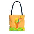 Tote bag with ice cream cone design on a white background