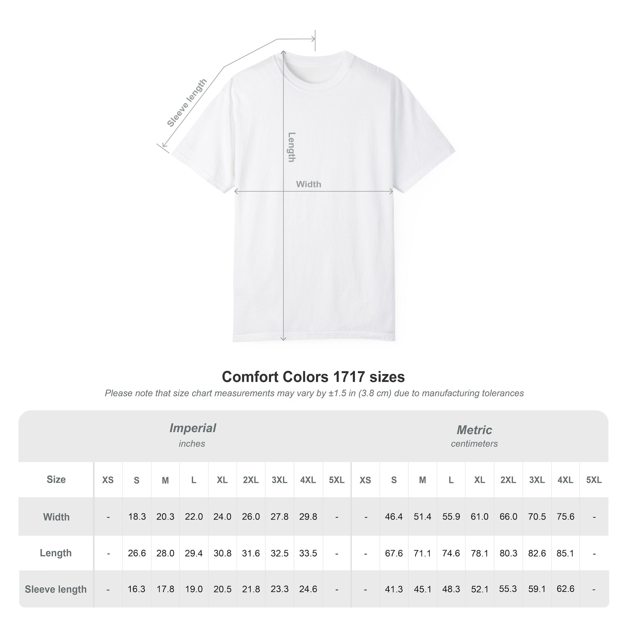 t-shirt size chart