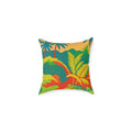 Risograph type print of tropical scene in Barbados with vibrant colours.